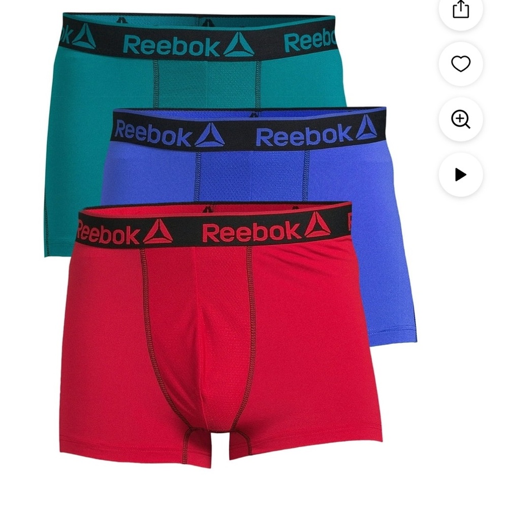 Reebok 3-Pack Performance Boxer Briefs Men’s Fly Pouch Pro-Series Cool&Dry SMALL
